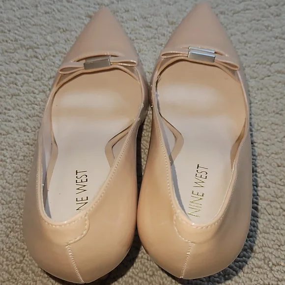 Nine West Nude Patent Pointed-Toe Pumps - Picture 6 of 10